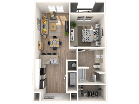 101 Depot, Smryna, TN Apartments 1b 1b 3D floor plans